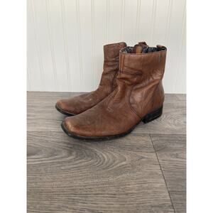 Rockport Boots Men's 10 Brown Leather Chelsea Zip-up Ankle, Western